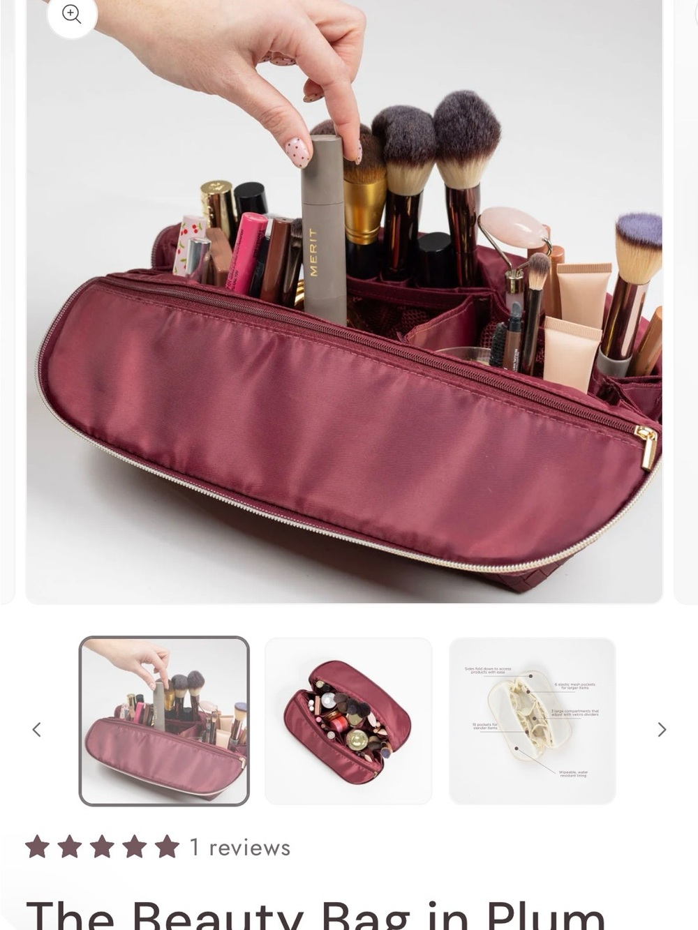 New--Haven Beauty Bag in Plum - Cosmetic Organizer - Picture 2 of 3